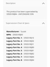 Load image into Gallery viewer, DF 90 115 hp Suzuki 33920-90J50 UNIT, ENGINE CONTROL Unit, f8t 96876 replace 90j51 90jb0