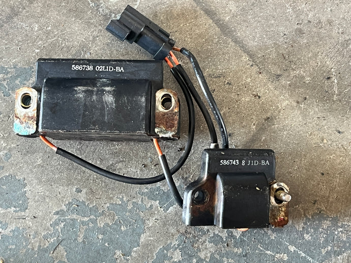 175 150 135 115 hp Ficht Evinrude COIL SINGLE 0586743 COIL DUAL 0586738 two stroke 2002-2006 compatible some other horsepowers