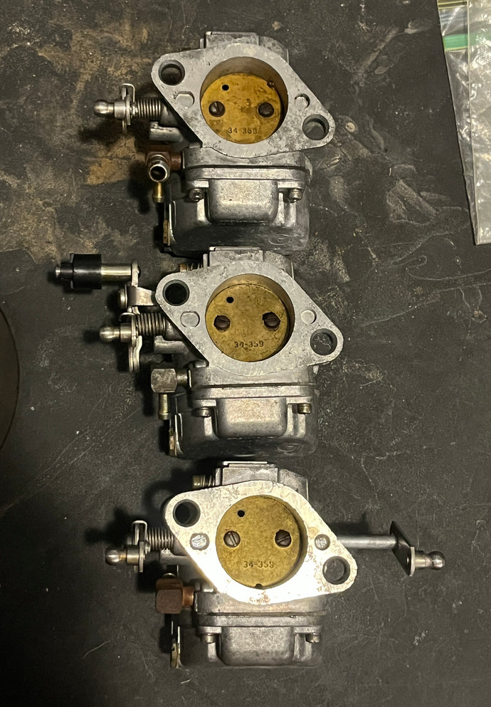 60 hp Mercury CARBURETOR SET two stroke 3 cylinder 58-1 3301-821854T7 821854T22 58-2 821854T8 821854T23 58-3 821854T9 821854T24