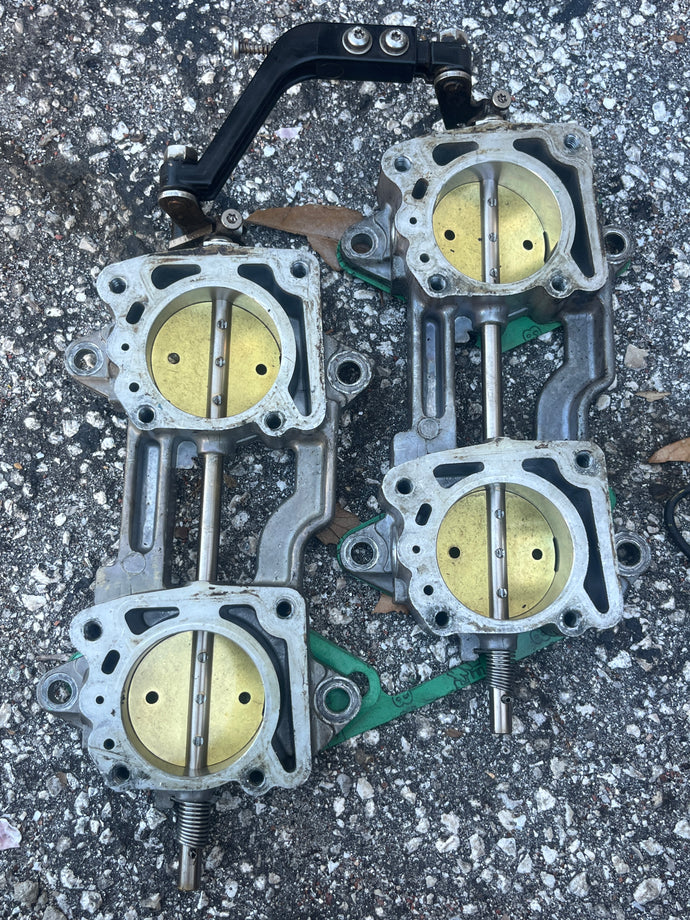 140 125 120 hp Evinrude Johnson v4 THROTTLE BODY ASSY 0432511 with CARBURETOR LINK 0432773 two stroke looper 1988-1990