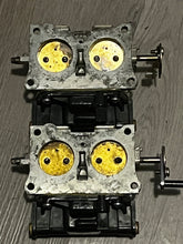 Load image into Gallery viewer, 90 hp Johnson Evinrude CARBURETOR SET two stroke 4 cylinder BODY 335830-AS BOWL 398554 56C JETS
