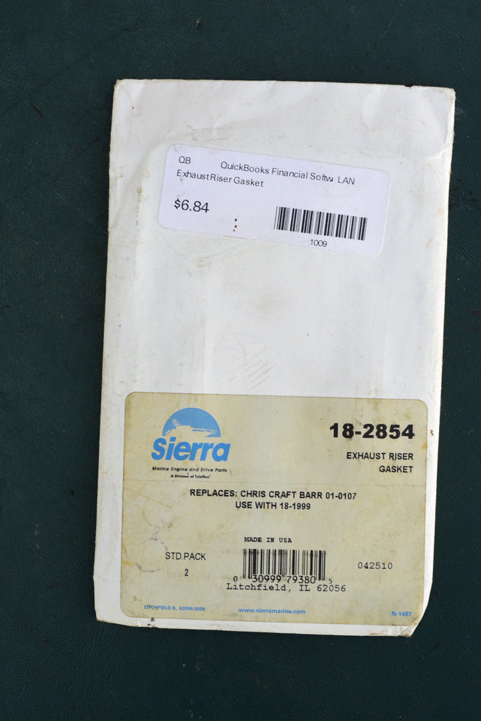 Sierra 18-2854 Exhaust Riser Gasket, use with 18-1999