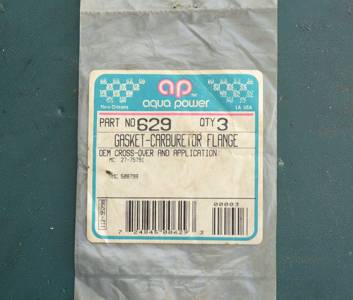 OMC 508798 Mercury 27-75791 Carburetor Flange Gasket, Aqua Power 629